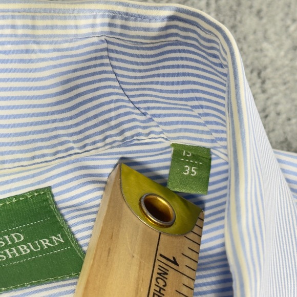 Sid Mashburn Button Up Dress Shirt Mens 15.5 35 Blue Long Sleeve Spread Collar - Picture 5 of 9